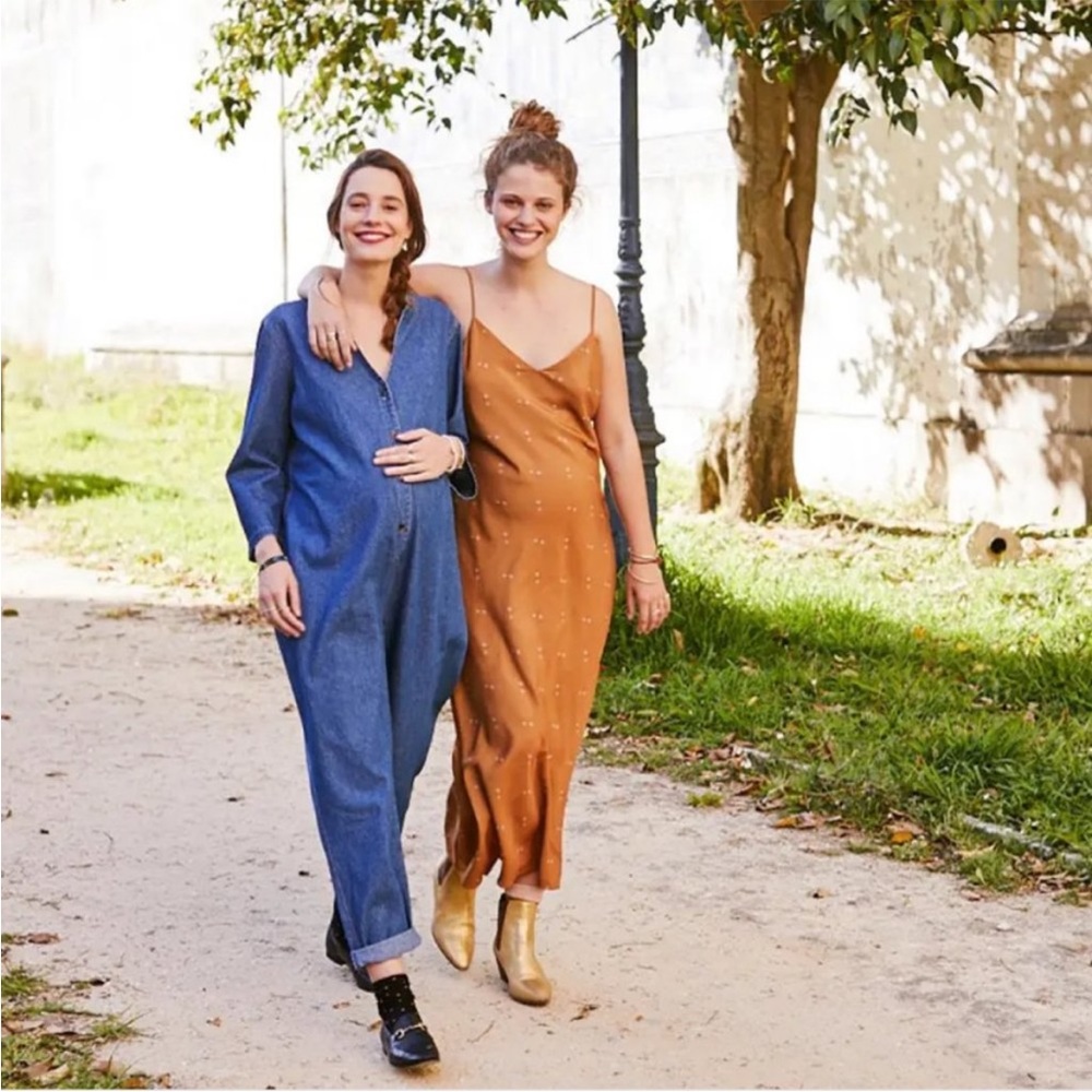 Hatch Maternity Ricky Slip Dress Rust Flora 1 - Picture 4 of 4